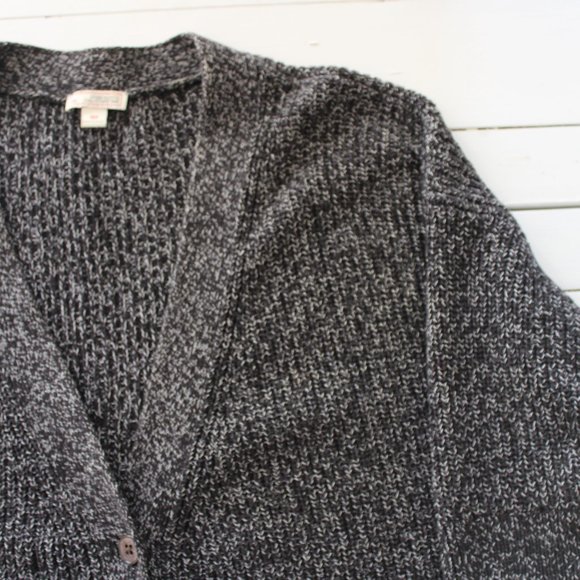 GAP Black and White Marled Three-Quarter Sleeve Long Knit Button Up Cardigan - Picture 7 of 7